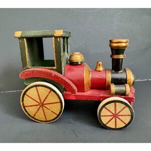 Wooden Train True Vintage Childs Christmas Toy 7” Wheels Work Kids Choo Decor